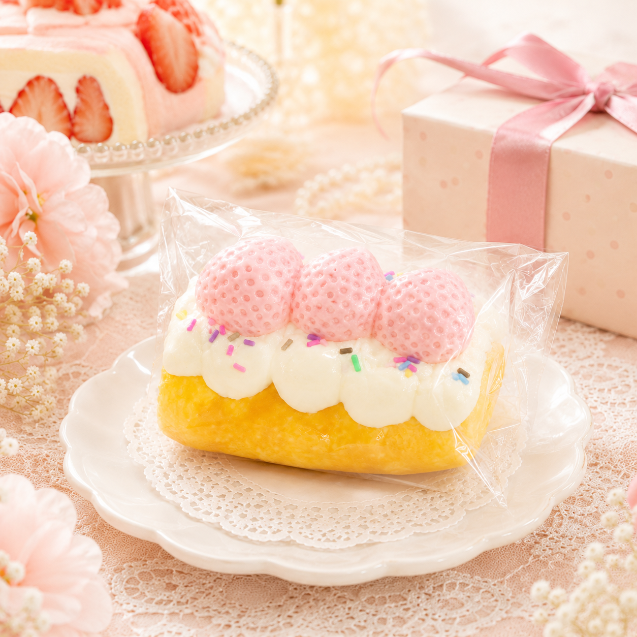 ピンクいちごロール