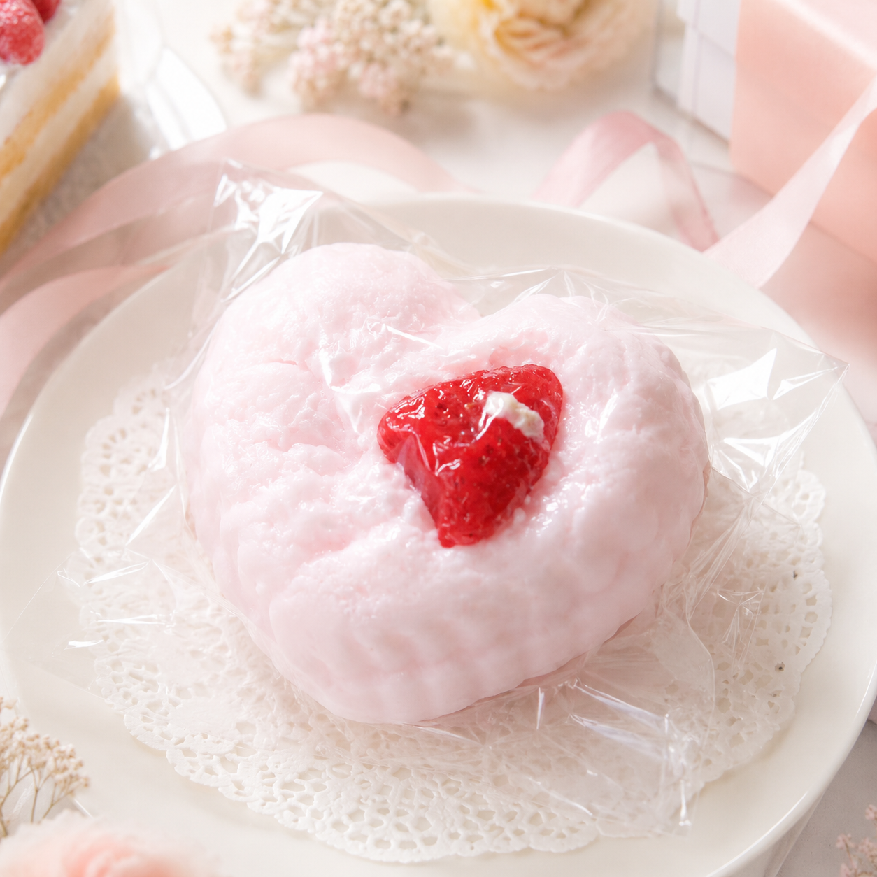 イチゴハートケーキ